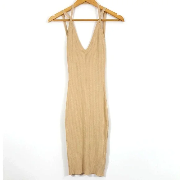 knitted black midi dress Knit Square-Neck Midi Dress